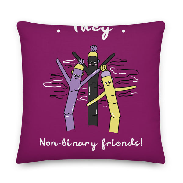  They Non-Binary Friends Premium Pillow by Queer In The World Originals sold by Queer In The World: The Shop - LGBT Merch Fashion