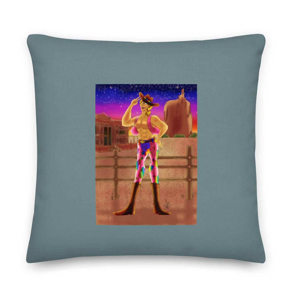  Gay Cowboy At Sunset Pillow by Queer In The World Originals sold by Queer In The World: The Shop - LGBT Merch Fashion
