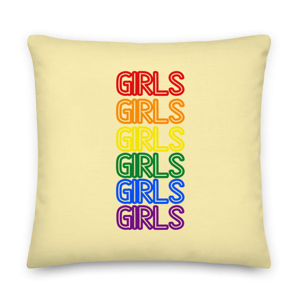  Girls Girls Girls Pillow by Queer In The World Originals sold by Queer In The World: The Shop - LGBT Merch Fashion