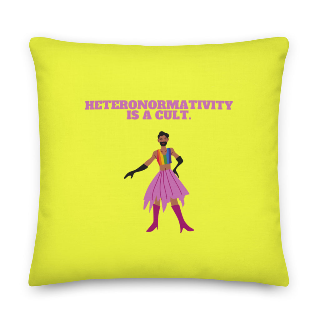  Heteronormativity Is A Cult Pillow by Queer In The World Originals sold by Queer In The World: The Shop - LGBT Merch Fashion