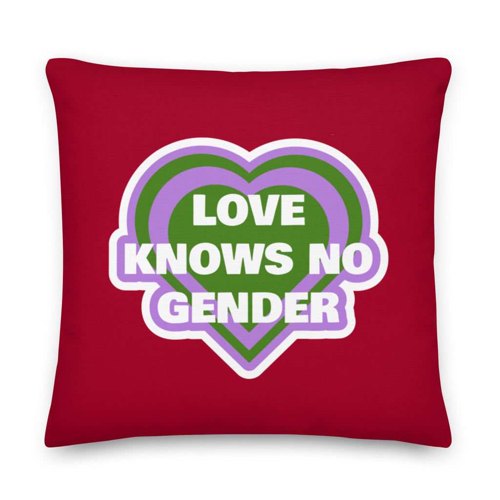  Love Knows No Gender Pillow by Queer In The World Originals sold by Queer In The World: The Shop - LGBT Merch Fashion