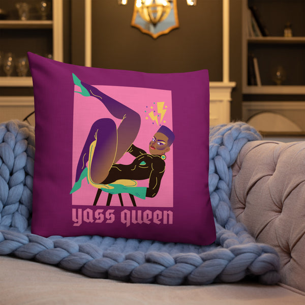  Yasss Queen Premium Pillow by Queer In The World Originals sold by Queer In The World: The Shop - LGBT Merch Fashion