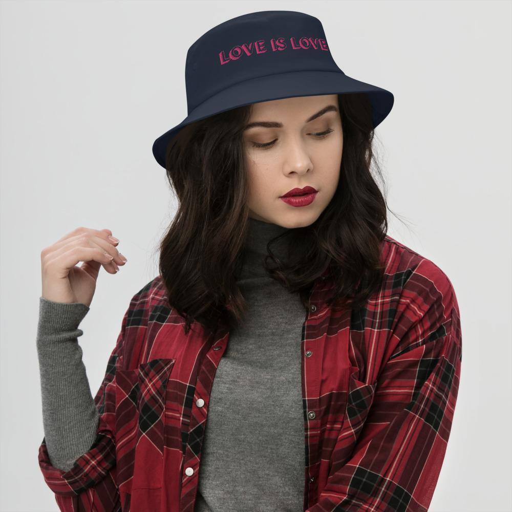 Navy Love Is Love Bucket Hat by Queer In The World Originals sold by Queer In The World: The Shop - LGBT Merch Fashion