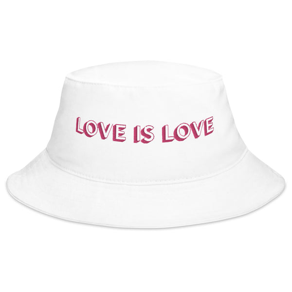 White Love Is Love Bucket Hat by Queer In The World Originals sold by Queer In The World: The Shop - LGBT Merch Fashion