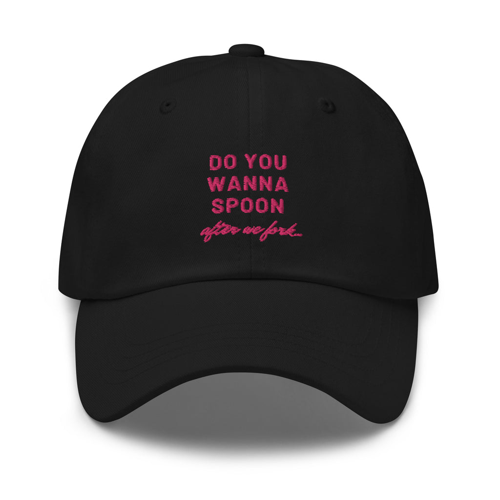 Black Do You Wanna Spoon After We Fork Cap by Queer In The World Originals sold by Queer In The World: The Shop - LGBT Merch Fashion