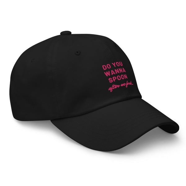 Black Do You Wanna Spoon After We Fork Cap by Queer In The World Originals sold by Queer In The World: The Shop - LGBT Merch Fashion