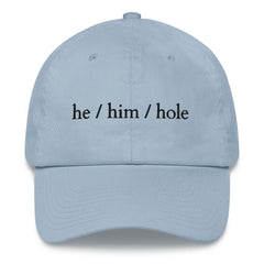 Light Blue He / Him / Hole Cap by Queer In The World Originals sold by Queer In The World: The Shop - LGBT Merch Fashion