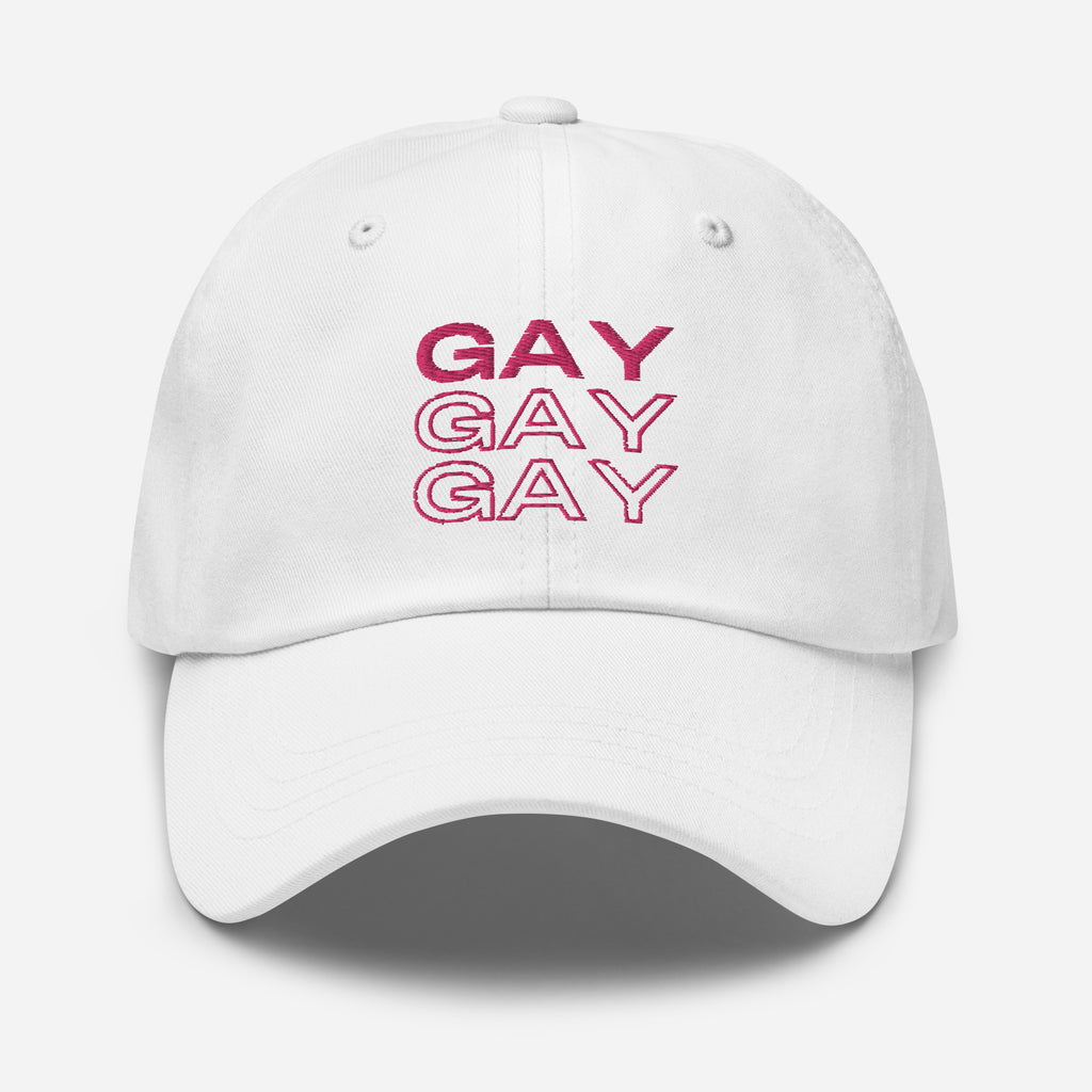 White Gay Gay Gay Cap by Queer In The World Originals sold by Queer In The World: The Shop - LGBT Merch Fashion