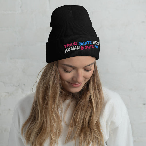  Trans Rights Are Human Rights Cuffed Beanie by Queer In The World Originals sold by Queer In The World: The Shop - LGBT Merch Fashion