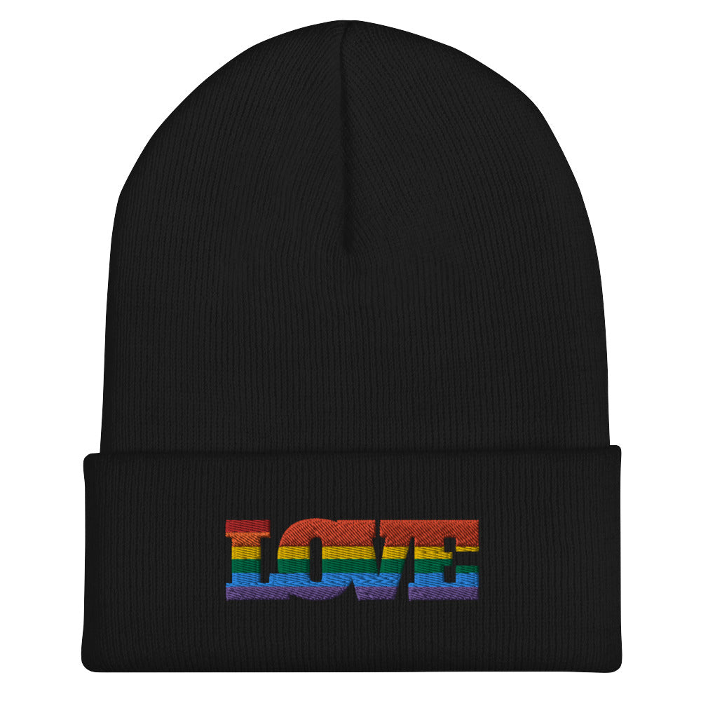 Black Gay Love Cuffed Beanie by Queer In The World Originals sold by Queer In The World: The Shop - LGBT Merch Fashion