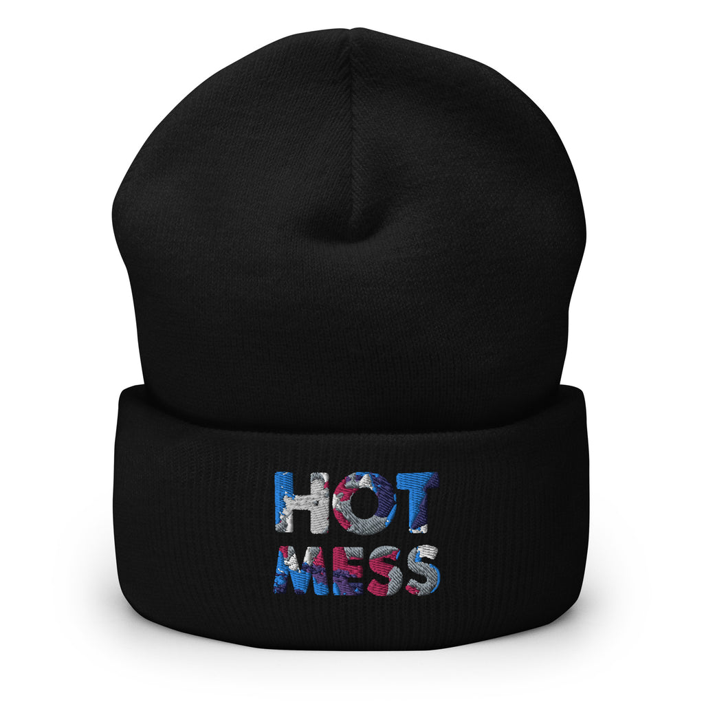 Black Hot Mess Cuffed Beanie by Queer In The World Originals sold by Queer In The World: The Shop - LGBT Merch Fashion