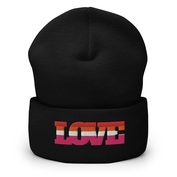 Black Lesbian Love Cuffed Beanie by Queer In The World Originals sold by Queer In The World: The Shop - LGBT Merch Fashion