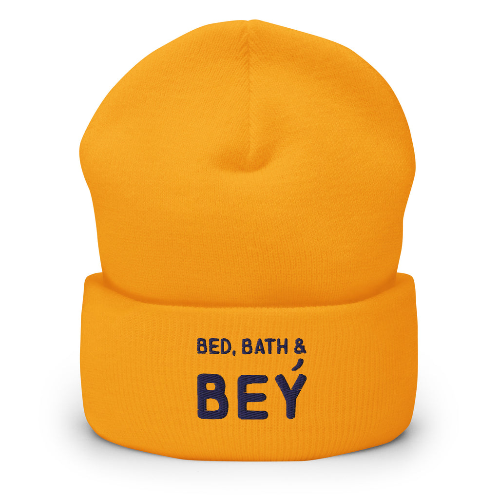 Gold Bed, Bath & Bey Cuffed Beanie by Queer In The World Originals sold by Queer In The World: The Shop - LGBT Merch Fashion