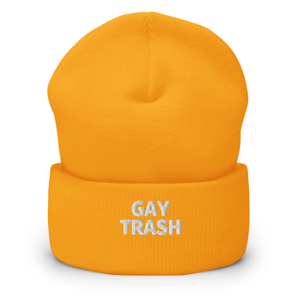 Gold Gay Trash Cuffed Beanie by Queer In The World Originals sold by Queer In The World: The Shop - LGBT Merch Fashion