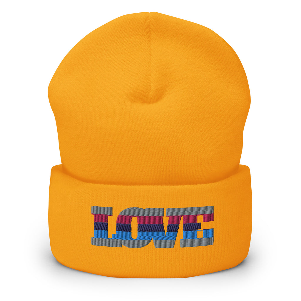 Gold Omnisexual Love Cuffed Beanie by Queer In The World Originals sold by Queer In The World: The Shop - LGBT Merch Fashion