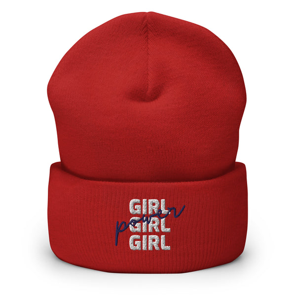 Red Girl Girl Girl Power Cuffed Beanie by Queer In The World Originals sold by Queer In The World: The Shop - LGBT Merch Fashion