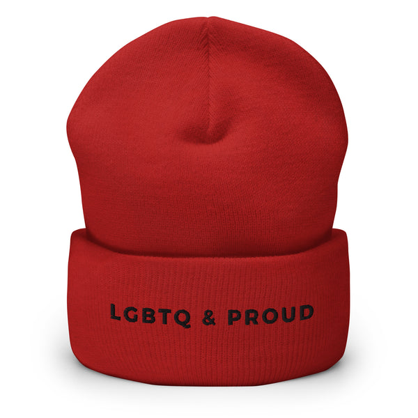 Red LGBTQ & Proud Cuffed Beanie by Queer In The World Originals sold by Queer In The World: The Shop - LGBT Merch Fashion