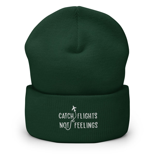 Spruce Catch Flights Not Feelings Cuffed Beanie by Queer In The World Originals sold by Queer In The World: The Shop - LGBT Merch Fashion