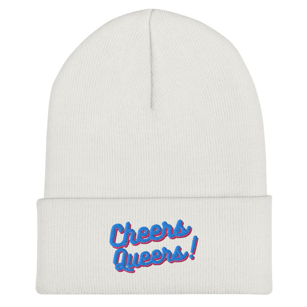 White Cheers Queers! Cuffed Beanie by Queer In The World Originals sold by Queer In The World: The Shop - LGBT Merch Fashion