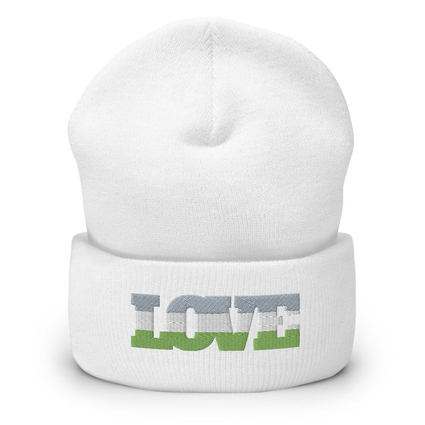 White Genderqueer Love Cuffed Beanie by Queer In The World Originals sold by Queer In The World: The Shop - LGBT Merch Fashion