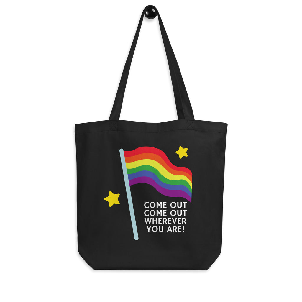 Black Come Out Come Out Eco Tote Bag by Queer In The World Originals sold by Queer In The World: The Shop - LGBT Merch Fashion