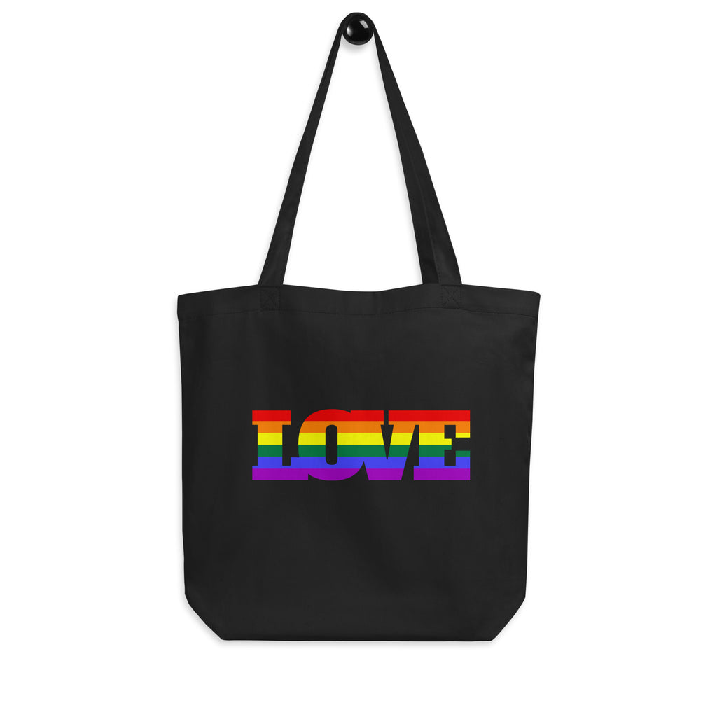 Black Gay Love Eco Tote Bag by Queer In The World Originals sold by Queer In The World: The Shop - LGBT Merch Fashion