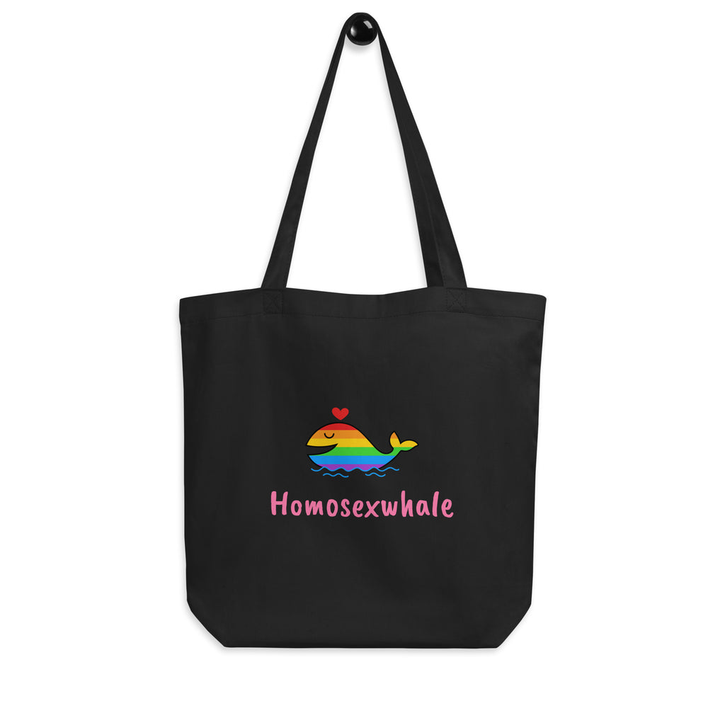 Black Homosexwhale Eco Tote Bag by Queer In The World Originals sold by Queer In The World: The Shop - LGBT Merch Fashion