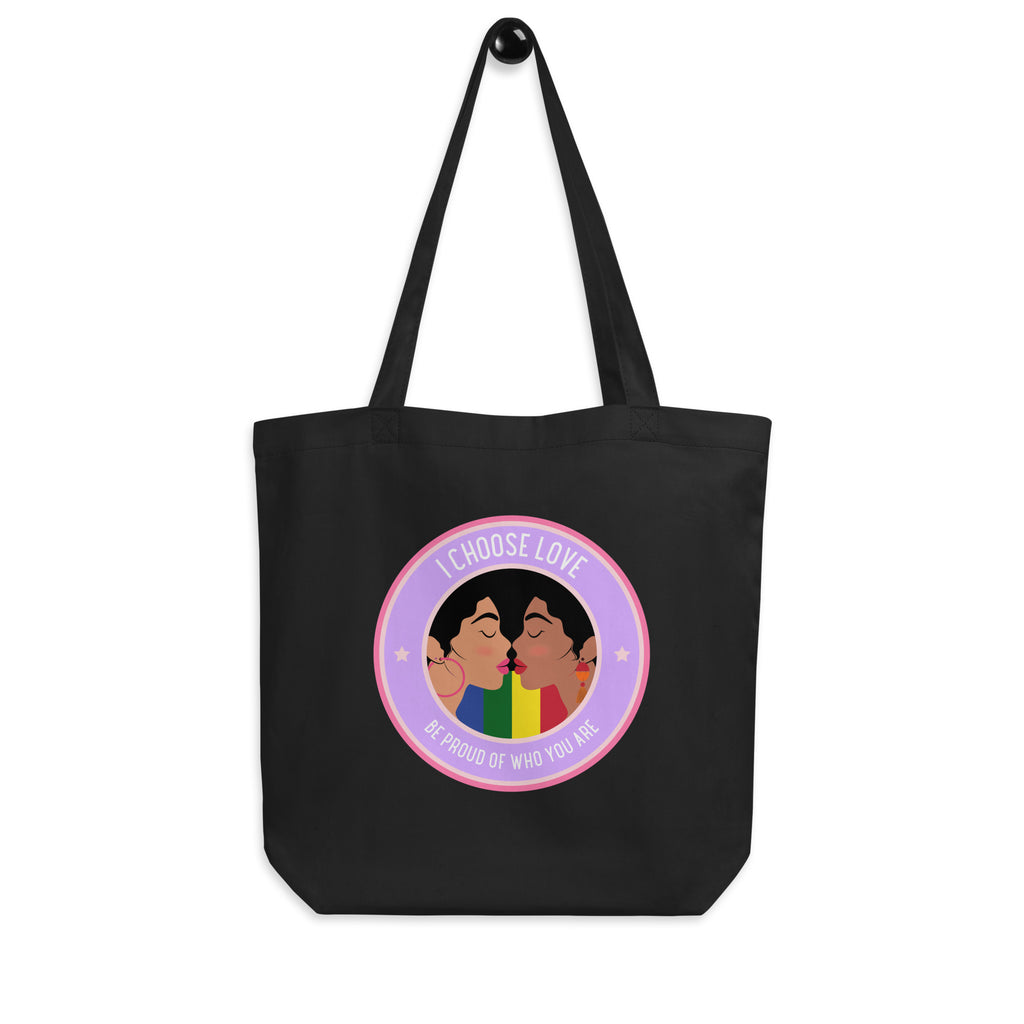 Black I Choose Love Eco Tote Bag by Queer In The World Originals sold by Queer In The World: The Shop - LGBT Merch Fashion