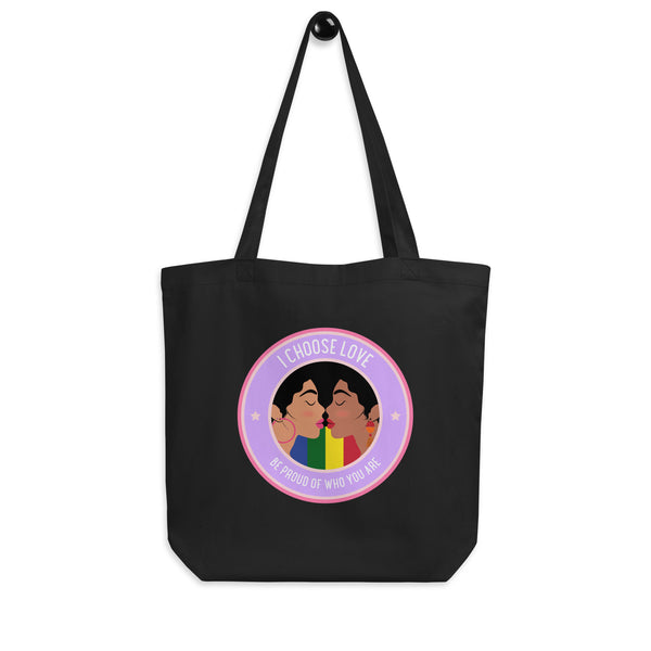 Black I Choose Love Eco Tote Bag by Queer In The World Originals sold by Queer In The World: The Shop - LGBT Merch Fashion