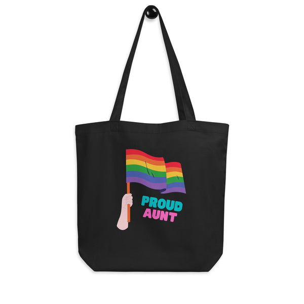 Black Proud Aunt Eco Tote Bag by Queer In The World Originals sold by Queer In The World: The Shop - LGBT Merch Fashion