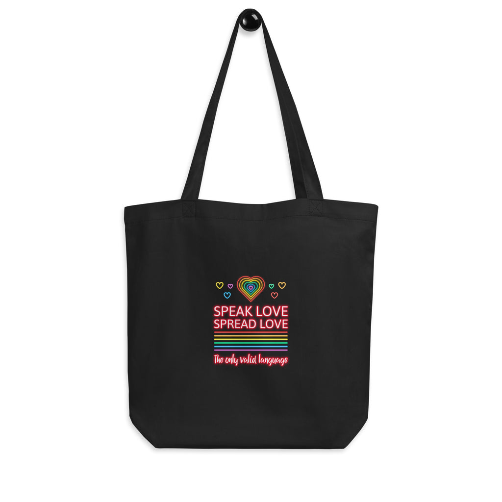 Black Speak Love Spread Love Eco Tote Bag by Queer In The World Originals sold by Queer In The World: The Shop - LGBT Merch Fashion