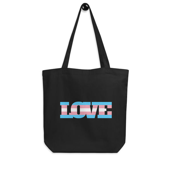 Black Transgender Love Eco Tote Bag by Queer In The World Originals sold by Queer In The World: The Shop - LGBT Merch Fashion