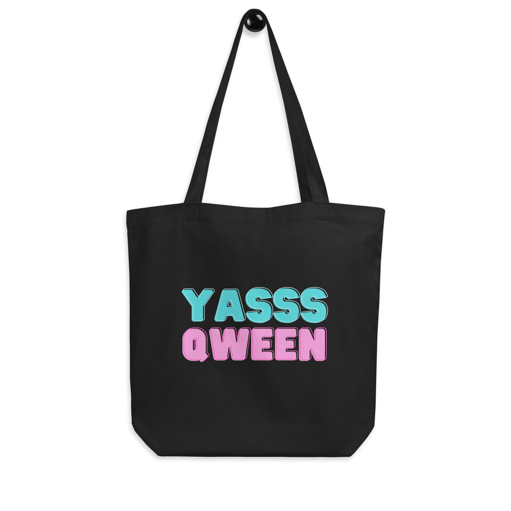 Black Yasss Qween Eco Tote Bag by Queer In The World Originals sold by Queer In The World: The Shop - LGBT Merch Fashion