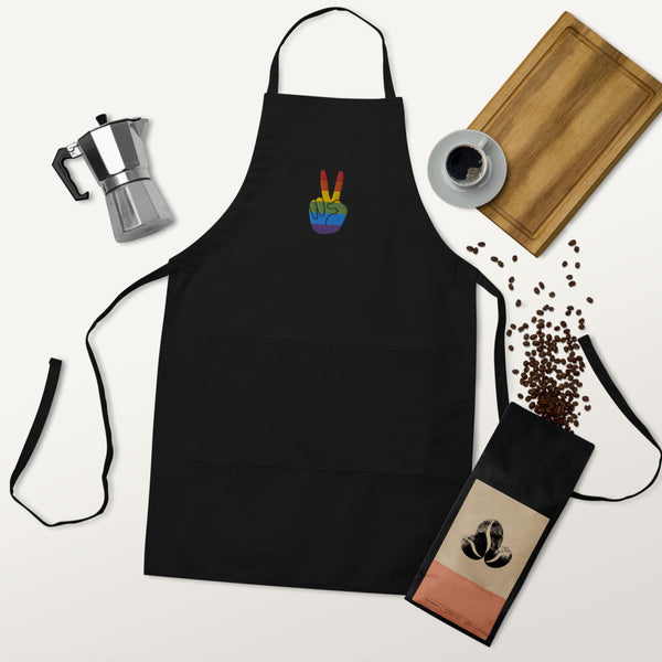 Black Gay Pride Embroidered Apron by Queer In The World Originals sold by Queer In The World: The Shop - LGBT Merch Fashion