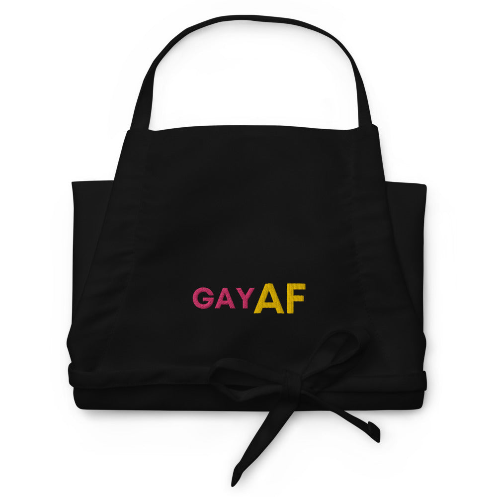 Black Gay AF Embroidered Apron by Queer In The World Originals sold by Queer In The World: The Shop - LGBT Merch Fashion