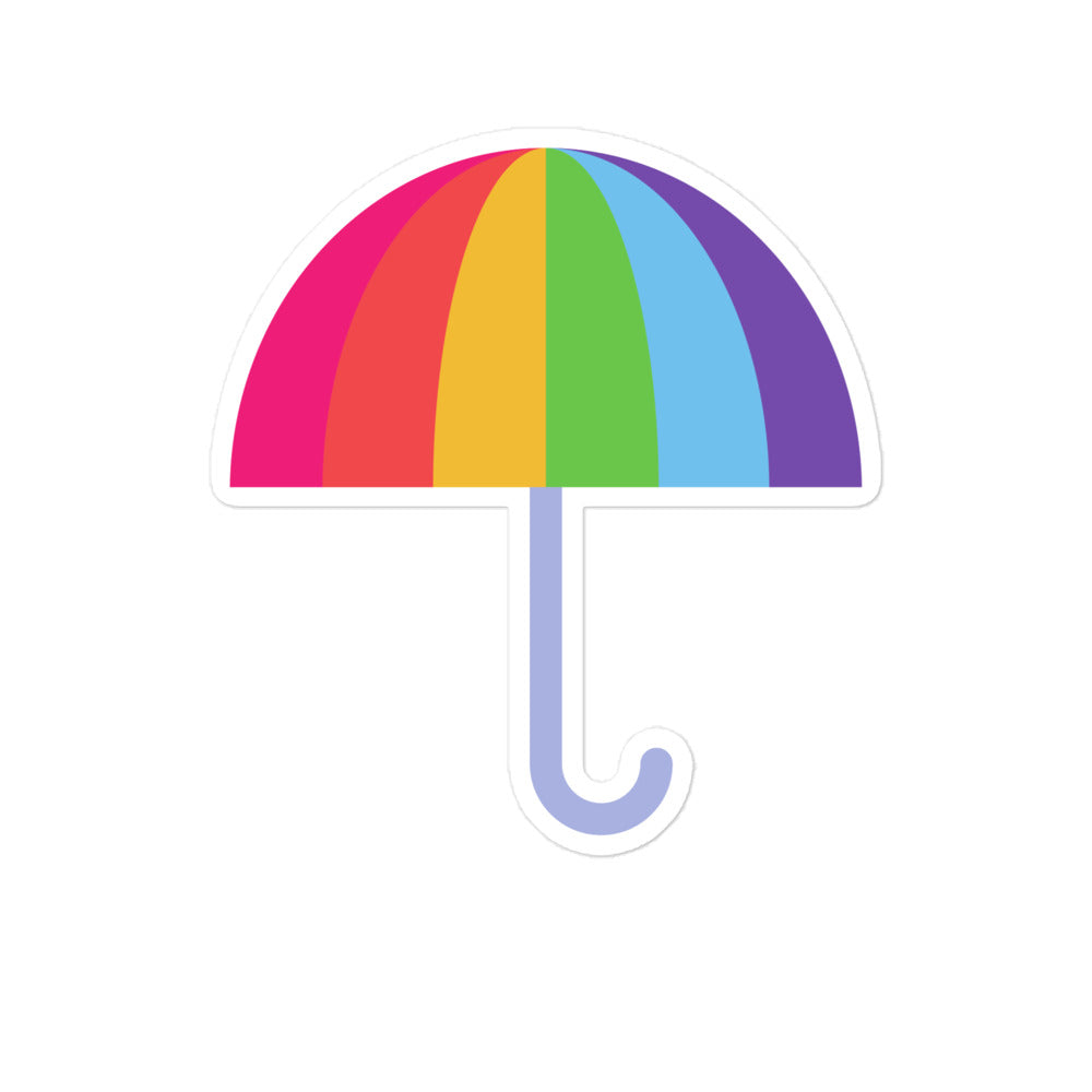 gays in: Clear umbrella covered in Gay Umbrella Bubble-Free Stickers at a pride parade