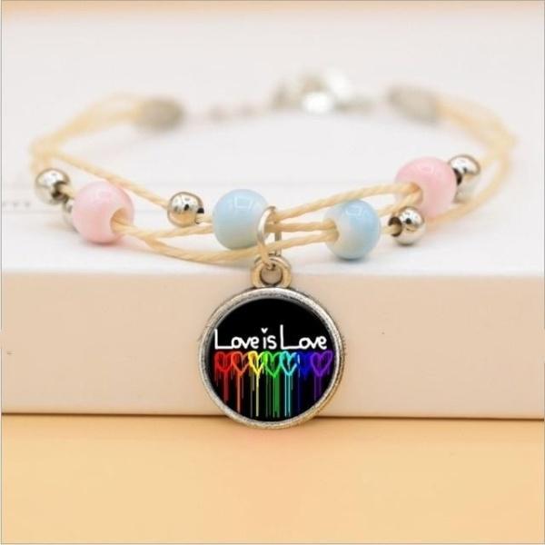  Love Is Love Beaded Rope Chain Bracelet by Queer In The World sold by Queer In The World: The Shop - LGBT Merch Fashion