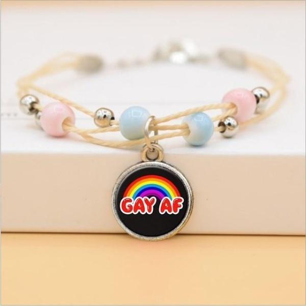  Gay AF Beaded Rope Chain Bracelet by Queer In The World sold by Queer In The World: The Shop - LGBT Merch Fashion