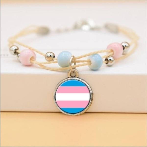  Trans Pride Beaded Rope Chain Bracelet by Queer In The World sold by Queer In The World: The Shop - LGBT Merch Fashion
