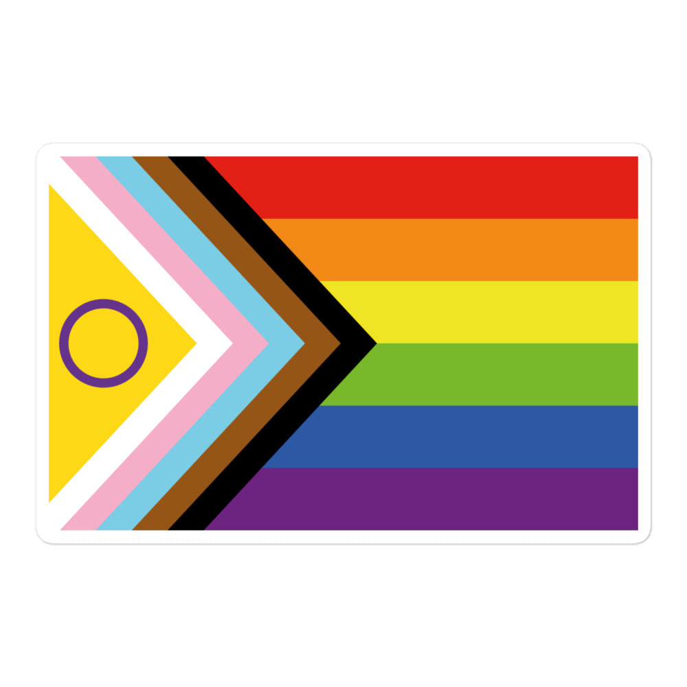 bi butch flag: Bubble-free sticker with the Intersex-Inclusive Pride Progress Flag