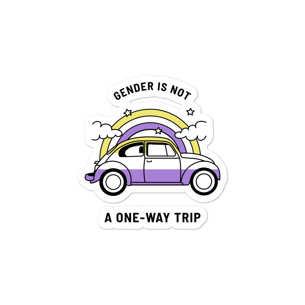  Gender Is Not A One-Way Trip Bubble-Free Stickers by Queer In The World Originals sold by Queer In The World: The Shop - LGBT Merch Fashion