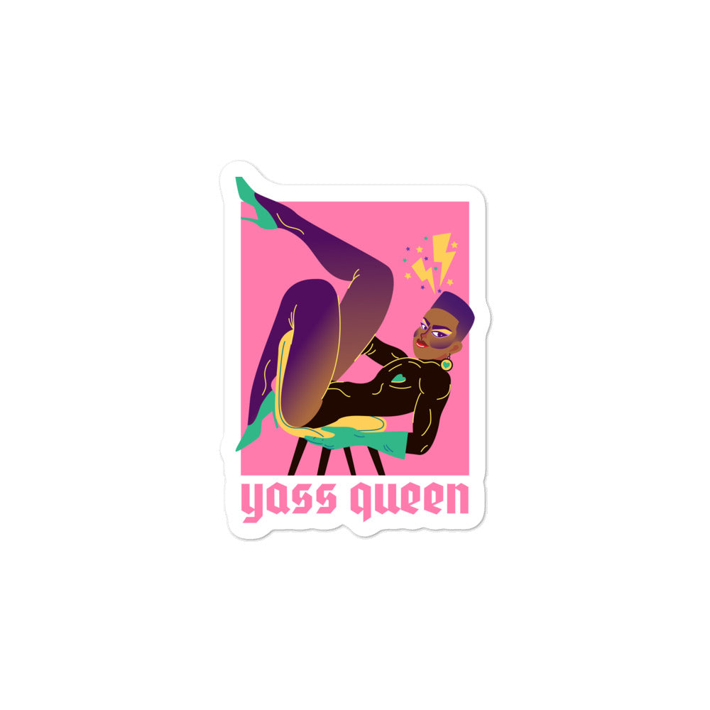  Yass Queen Bubble-Free Stickers by Printful sold by Queer In The World: The Shop - LGBT Merch Fashion