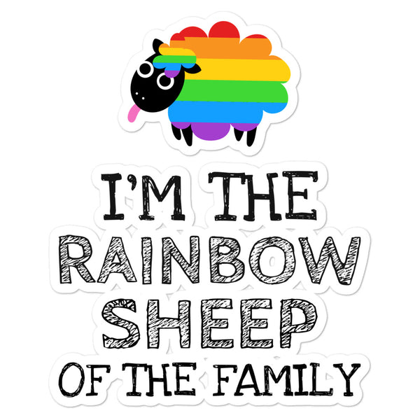 Rainbow sheep sticker reading “I’M THE RAINBOW SHEEP OF THE FAMILY”