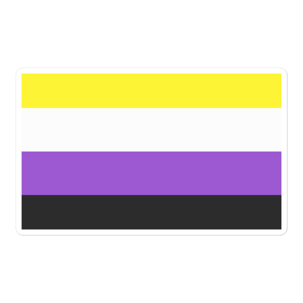 non binary flag sticker: Nonbinary pride flag bubble-free stickers with yellow, white, purple