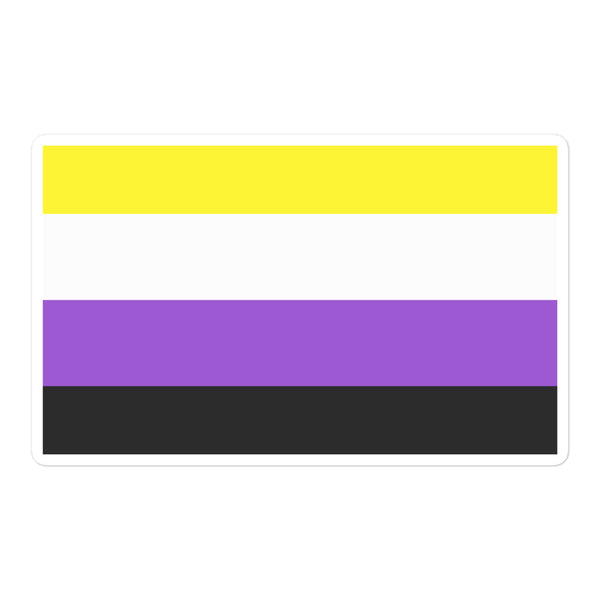 non binary flag sticker: Nonbinary pride flag bubble-free stickers with yellow, white, purple