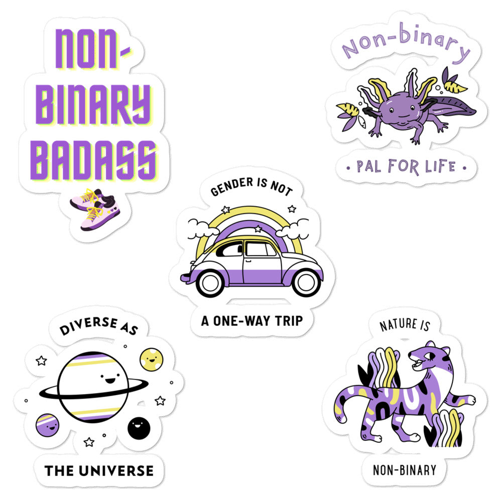 Set Of 5 Non-Binary Stickers by Queer In The World Originals sold by Queer In The World: The Shop - LGBT Merch Fashion