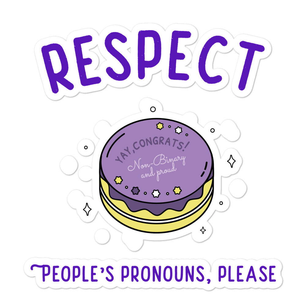  Respect People's Pronouns Please Bubble-Free Stickers by Queer In The World Originals sold by Queer In The World: The Shop - LGBT Merch Fashion