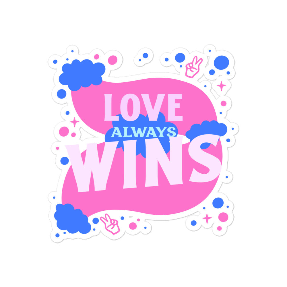  Love Always Wins Bubble-Free Stickers by Printful sold by Queer In The World: The Shop - LGBT Merch Fashion
