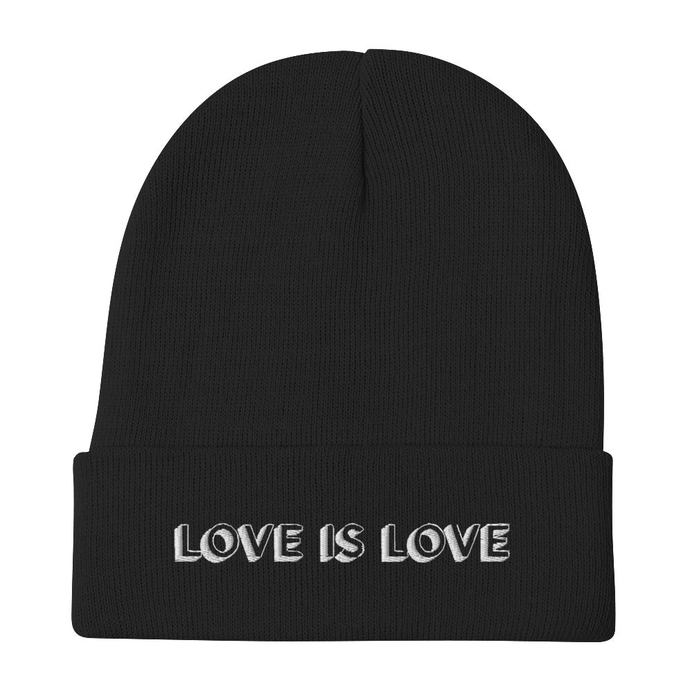 Black Love Is Love Embroidered Beanie by Queer In The World Originals sold by Queer In The World: The Shop - LGBT Merch Fashion