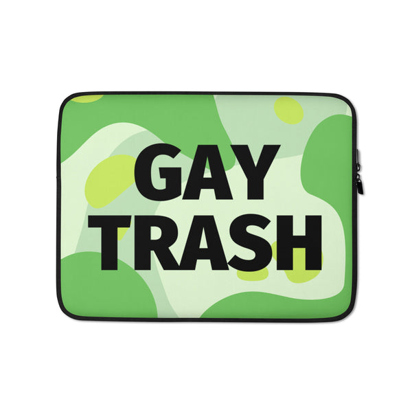  Gay Trash (Black Text) Laptop Sleeve by Queer In The World Originals sold by Queer In The World: The Shop - LGBT Merch Fashion